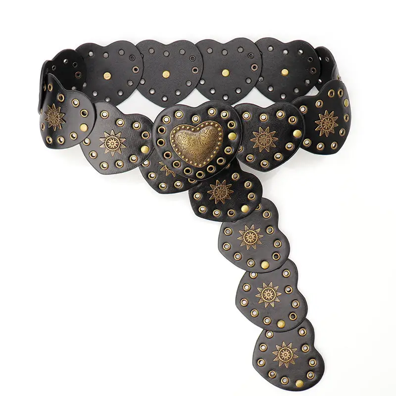 Women's Hollow Spice Belt with Rivet Decor