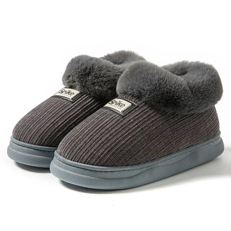 Women Winter Plush Slippers Warm Non-Slip Heel