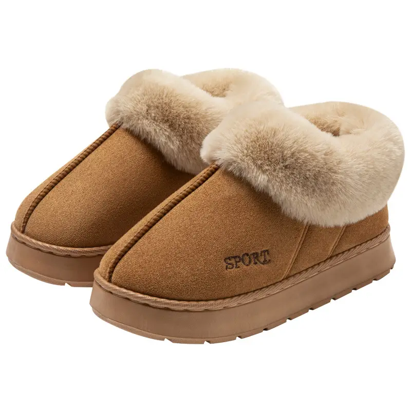 Suede Bag with Big Hair Mouth Indoor and Outdoor Home Wooden Floor Autumn and Winter Men and Women Couple Thick Sole Cotton Shoes Snow Boots - Image 8