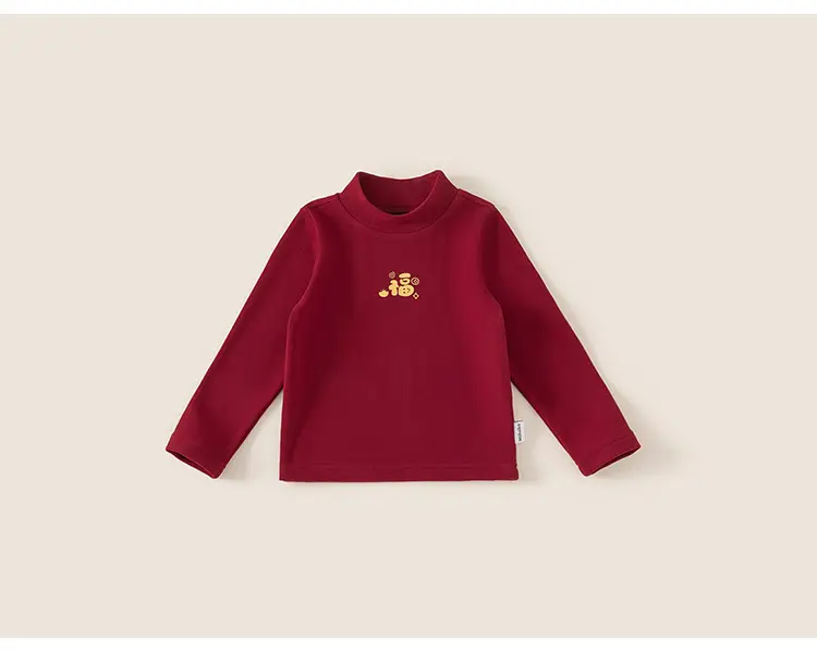 Girls Half-Turtleneck T-Shirt Black Red White — feature 17