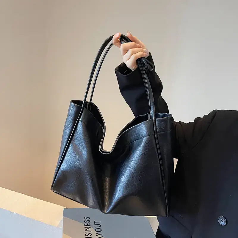 Brown Textured Handheld Tote Bag for Women 2024 - Image 6