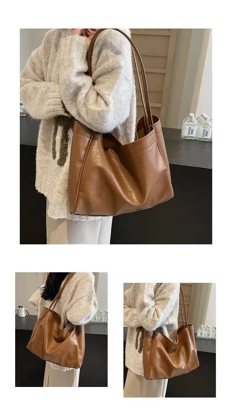 Brown Textured Handheld Tote Bag for Women 2024 — feature 7