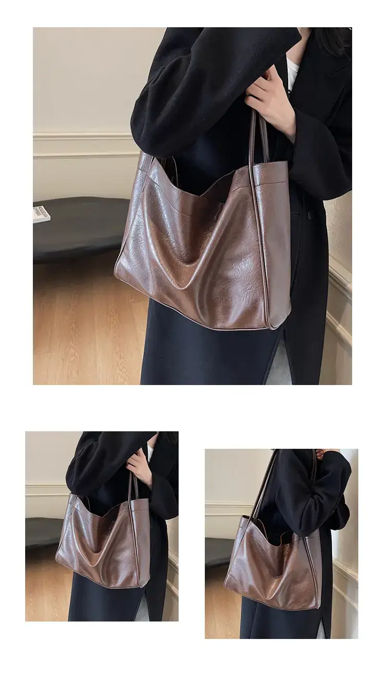 Brown Textured Handheld Tote Bag for Women 2024 — feature 8