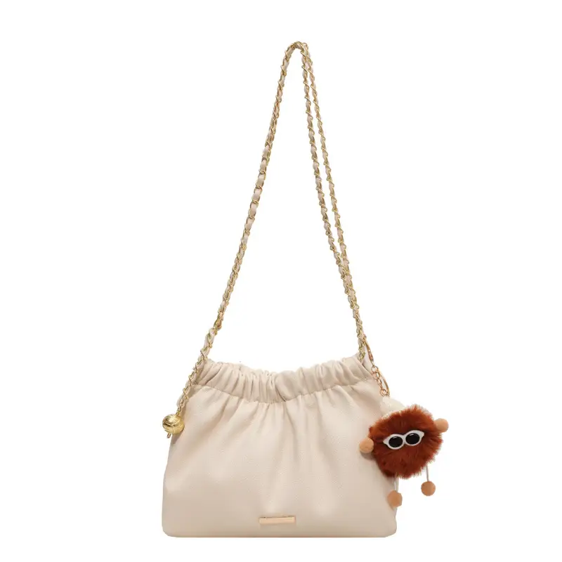 Women's Chain Shoulder Bag with Cute Bear Earring
