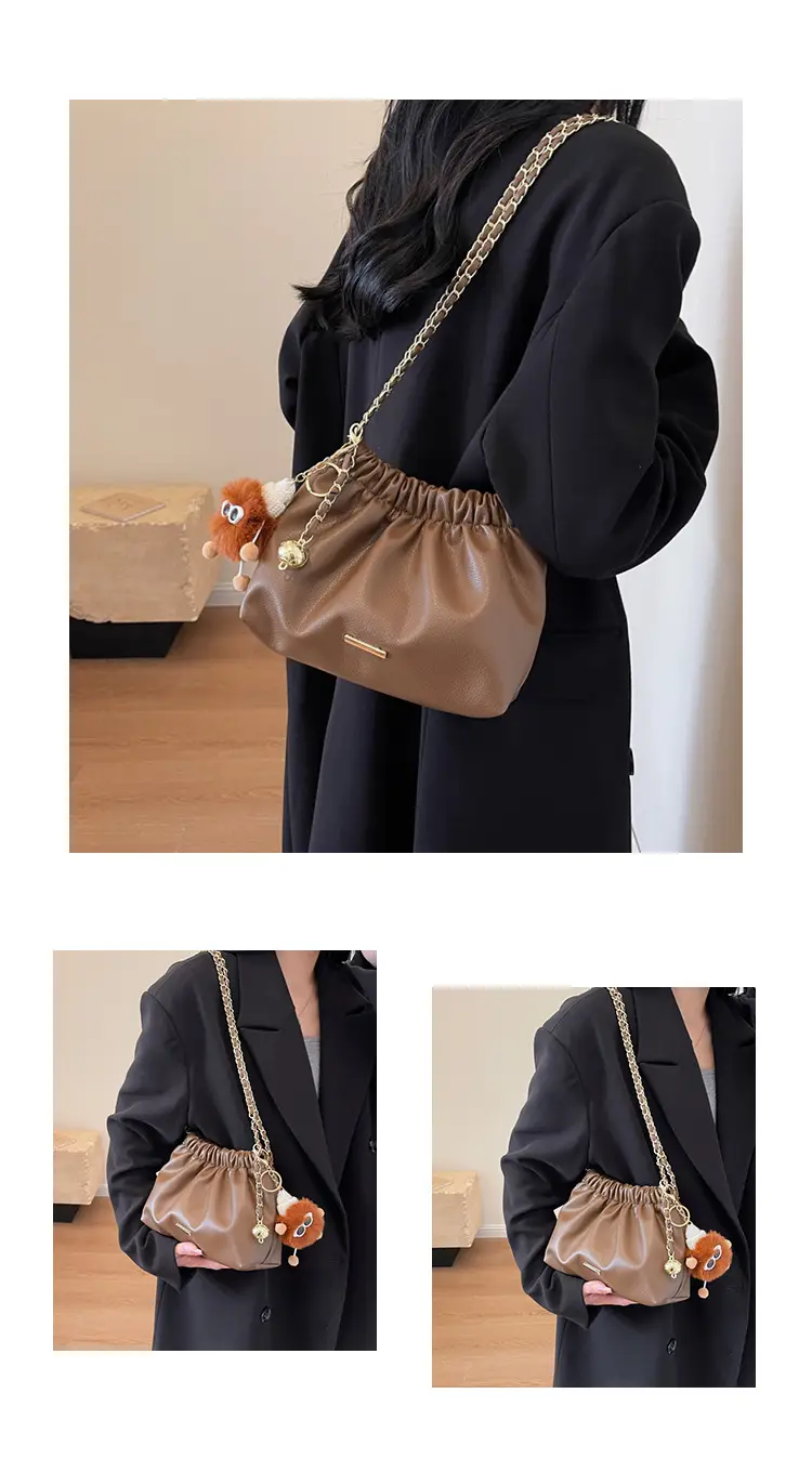 Women's Chain Shoulder Bag with Cute Bear Earring — feature 23