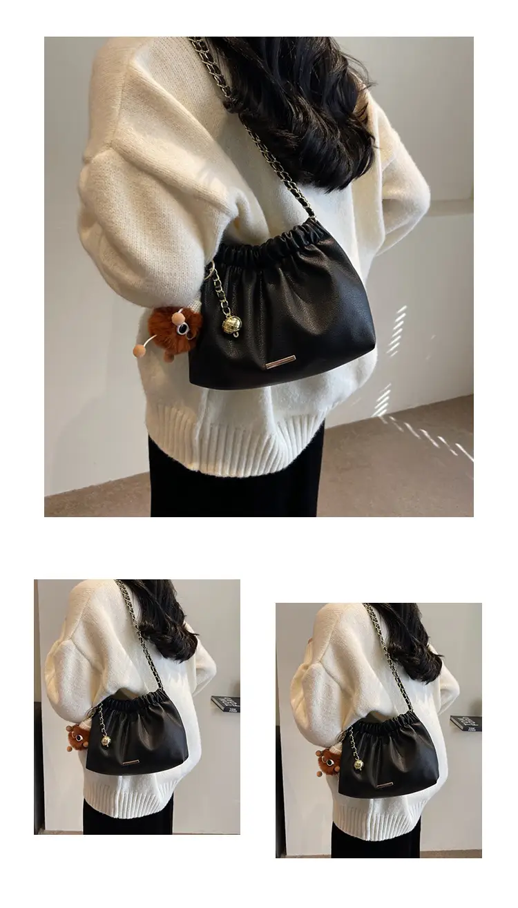 Women's Chain Shoulder Bag with Cute Bear Earring — feature 24