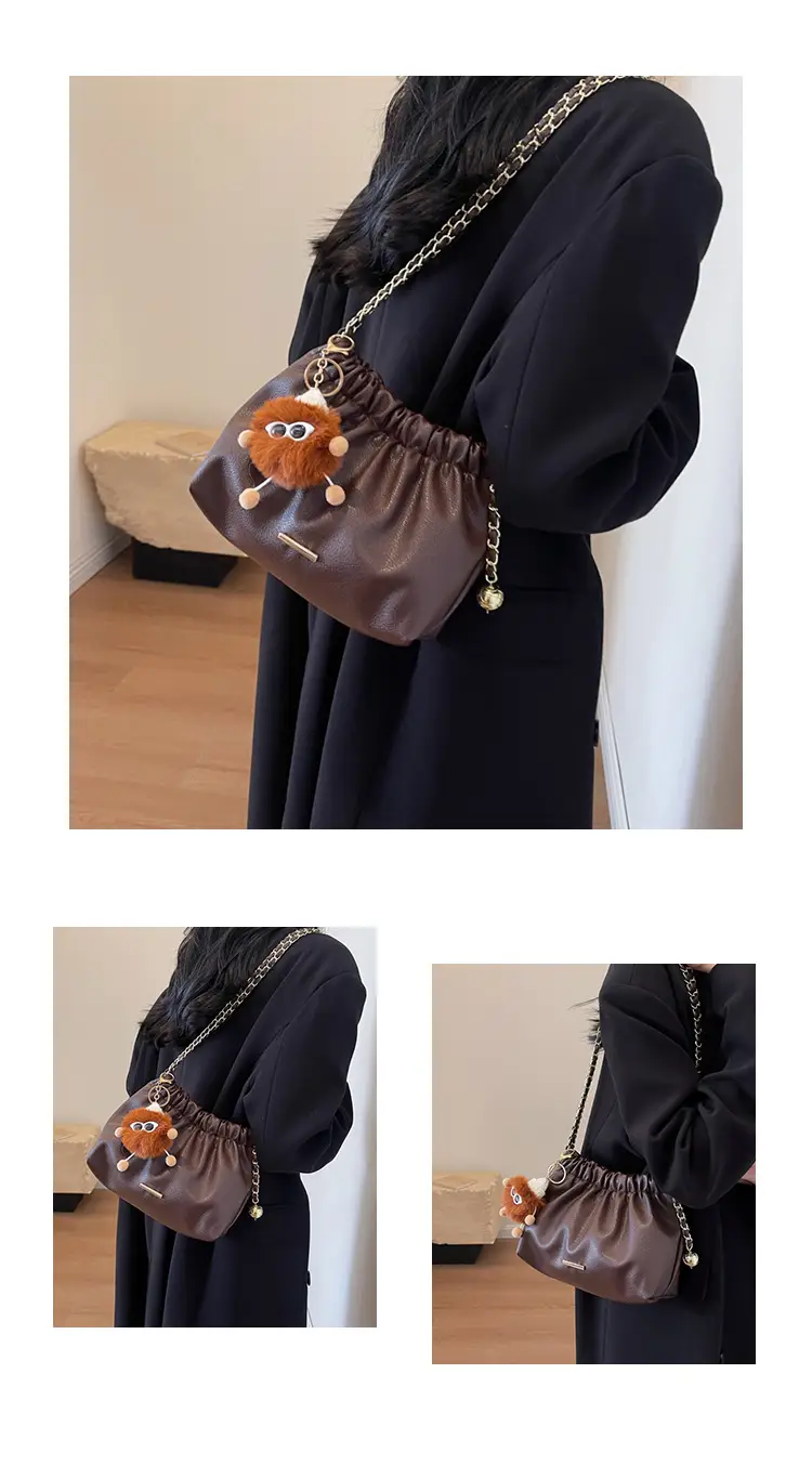 Women's Chain Shoulder Bag with Cute Bear Earring — feature 26