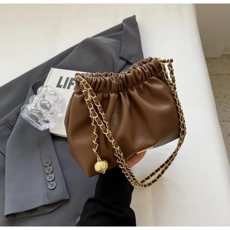 Women's Chain Shoulder Bag with Cute Bear Earring