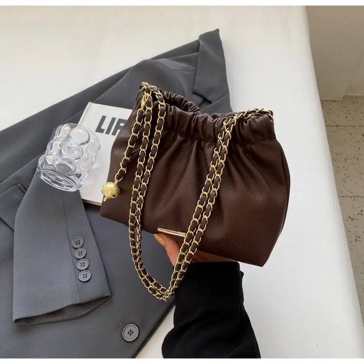 Women's Chain Shoulder Bag with Cute Bear Earring