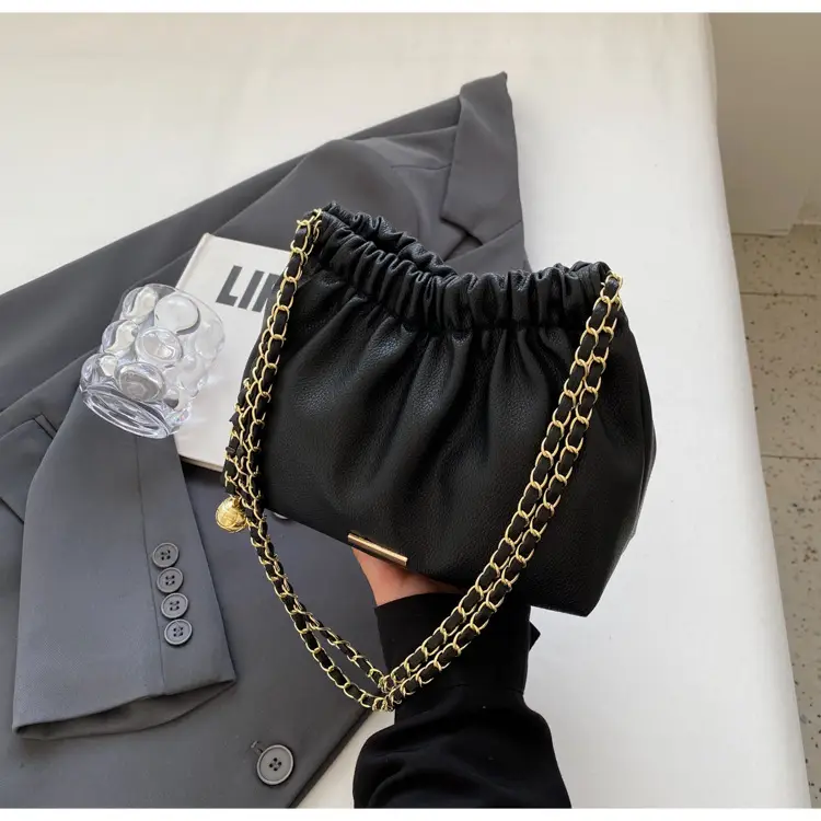 Women's Chain Shoulder Bag with Cute Bear Earring