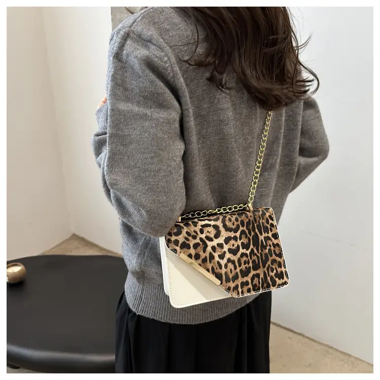 Women Leopard Print Crossbody Bag with Chain Strap — feature 19