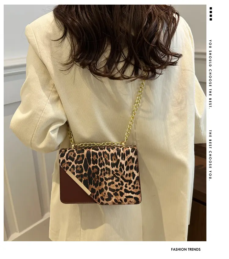 Women Leopard Print Crossbody Bag with Chain Strap — feature 2