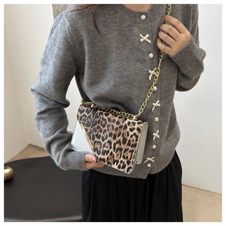 Women Leopard Print Crossbody Bag with Chain Strap — feature 22