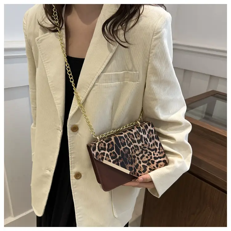 Women Leopard Print Crossbody Bag with Chain Strap — feature 27