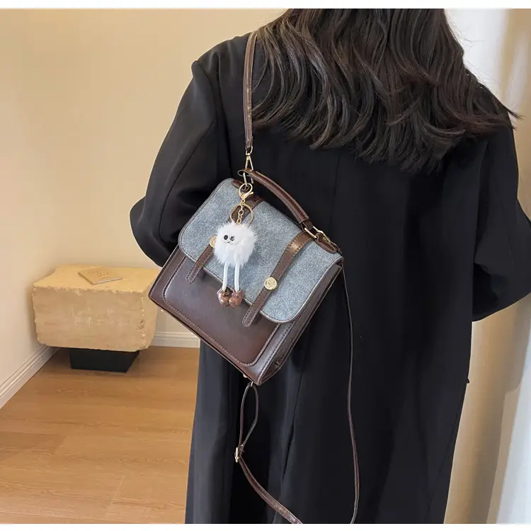 Vintage Women's Shoulder Crossbody Bag Brown Blue Glitter 2024 — feature 23
