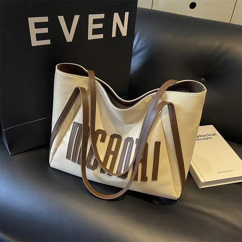 Large Capacity Vintage Black Shoulder Bag for Women