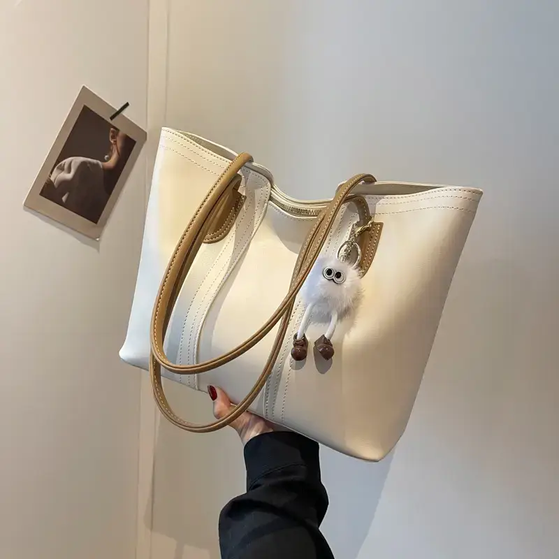 Women's Tan Leather Commuter Shoulder Bag 2024 New Style - Image 6