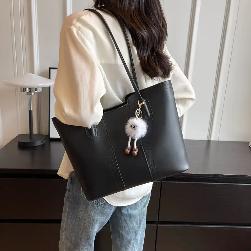 Women's Tan Leather Commuter Shoulder Bag 2024 New Style - Image 8