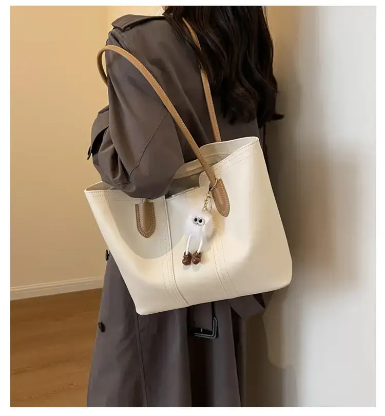 Women's Tan Leather Commuter Shoulder Bag 2024 New Style — feature 1
