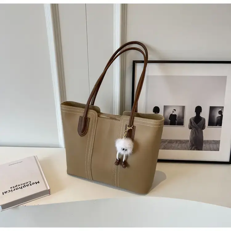 Women's Tan Leather Commuter Shoulder Bag 2024 New Style — feature 30