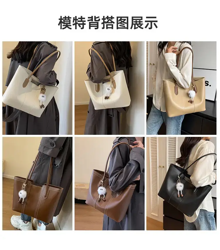 Women's Tan Leather Commuter Shoulder Bag 2024 New Style — feature 9