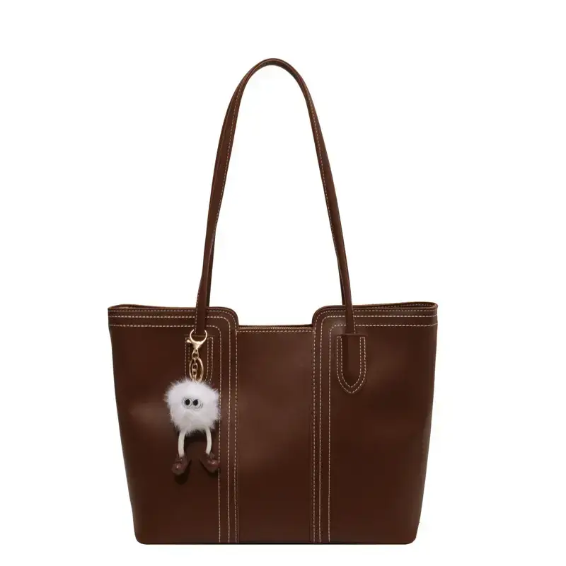 Women's Tan Leather Commuter Shoulder Bag 2024 New Style - Image 3