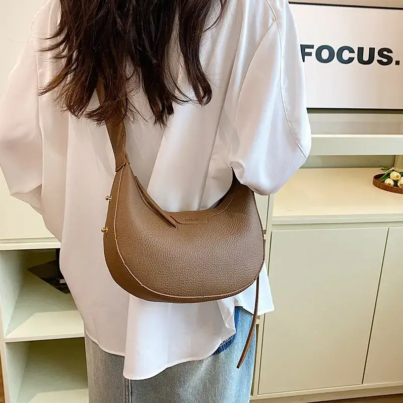 Women's Half Moon Bag Brown Shoulder Crossbody Casual 2024 - Image 6