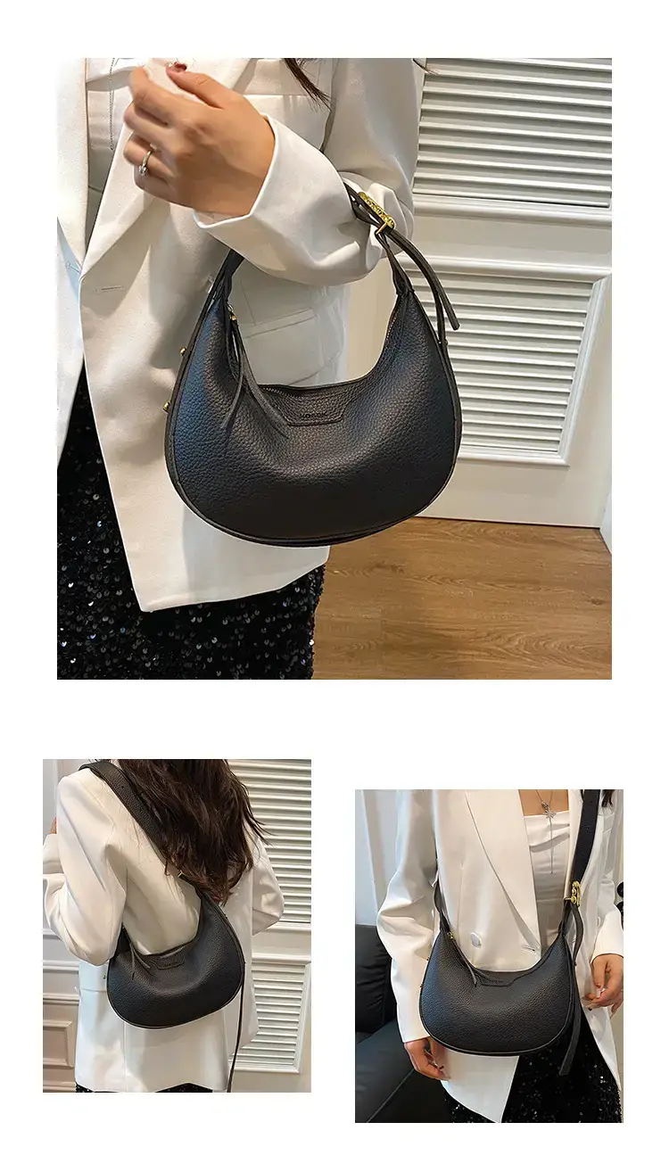 Women's Half Moon Bag Brown Shoulder Crossbody Casual 2024 — feature 12
