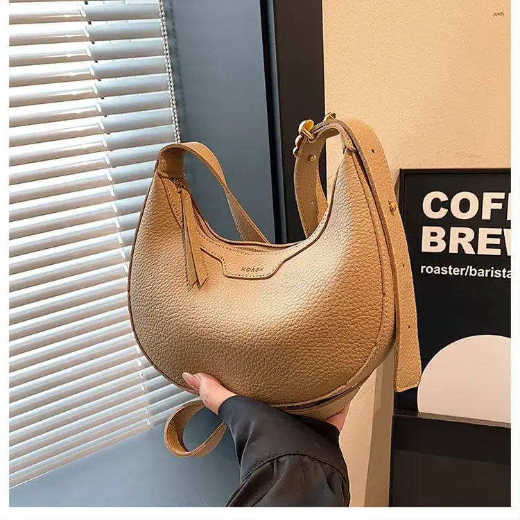 Women's Half Moon Bag Brown Shoulder Crossbody Casual 2024 — feature 13