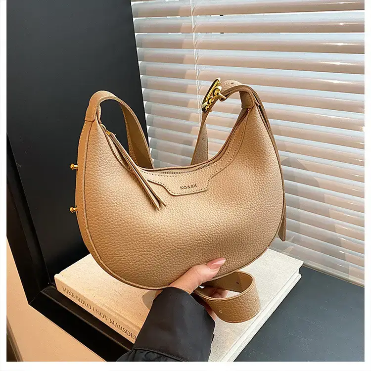 Women's Half Moon Bag Brown Shoulder Crossbody Casual 2024 — feature 14