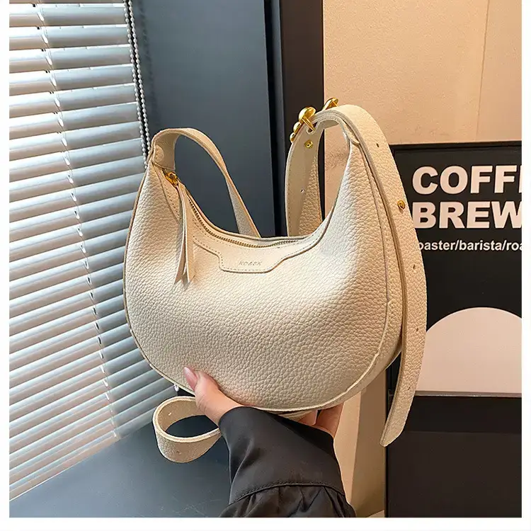 Women's Half Moon Bag Brown Shoulder Crossbody Casual 2024 — feature 15