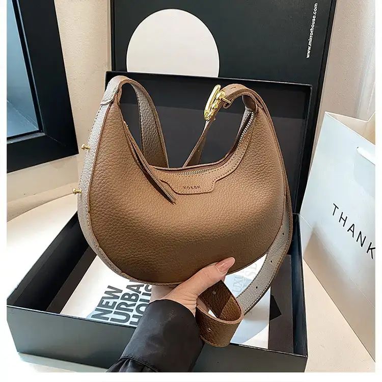 Women's Half Moon Bag Brown Shoulder Crossbody Casual 2024 — feature 18