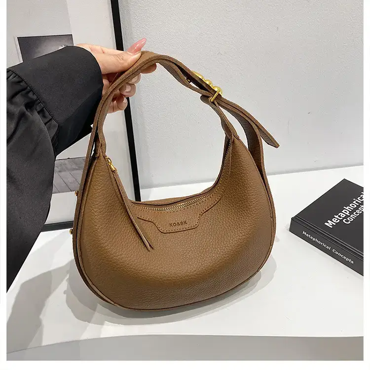 Women's Half Moon Bag Brown Shoulder Crossbody Casual 2024 — feature 21
