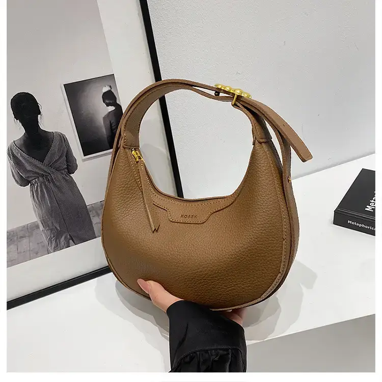 Women's Half Moon Bag Brown Shoulder Crossbody Casual 2024 — feature 22