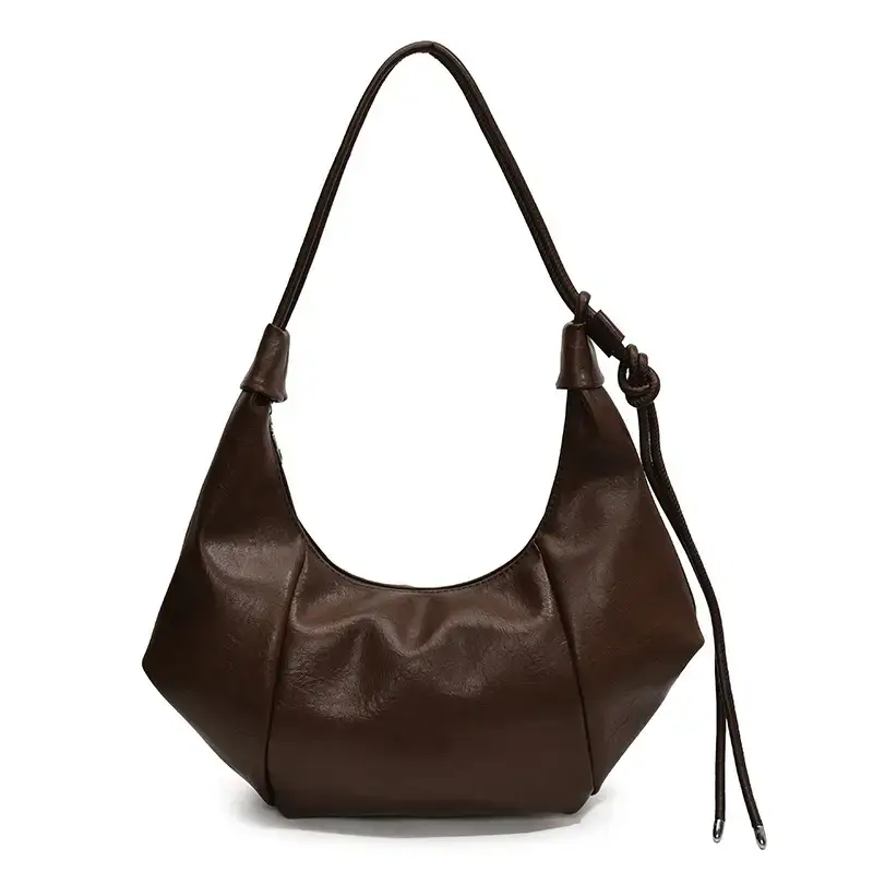 Vintage Brown Leather Shoulder Bag for Women - Image 3