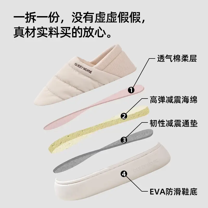 Women's Cotton Slippers for Autumn and Winter, Non-Slip, 2026 New Model, Indoor Home Warm Slippers with Heel Coverage, Thick-Soled Waterproof Cotton Shoes for Men - Image 5