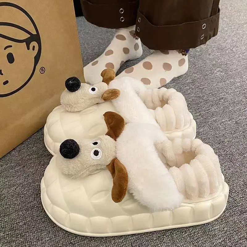 Cartoon Puppy Waterproof Cotton Slippers Women - Image 7