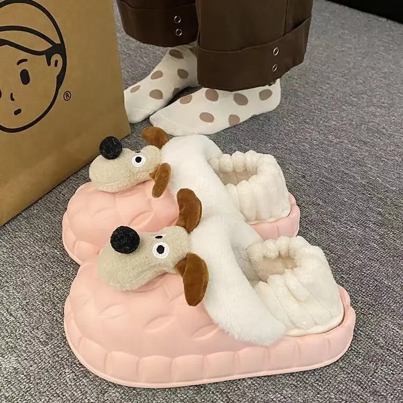 Cartoon Puppy Waterproof Cotton Slippers Women - Image 8