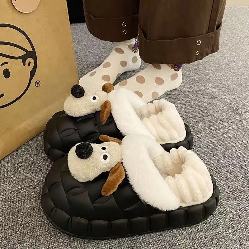 Cartoon Puppy Waterproof Cotton Slippers Women - Image 9