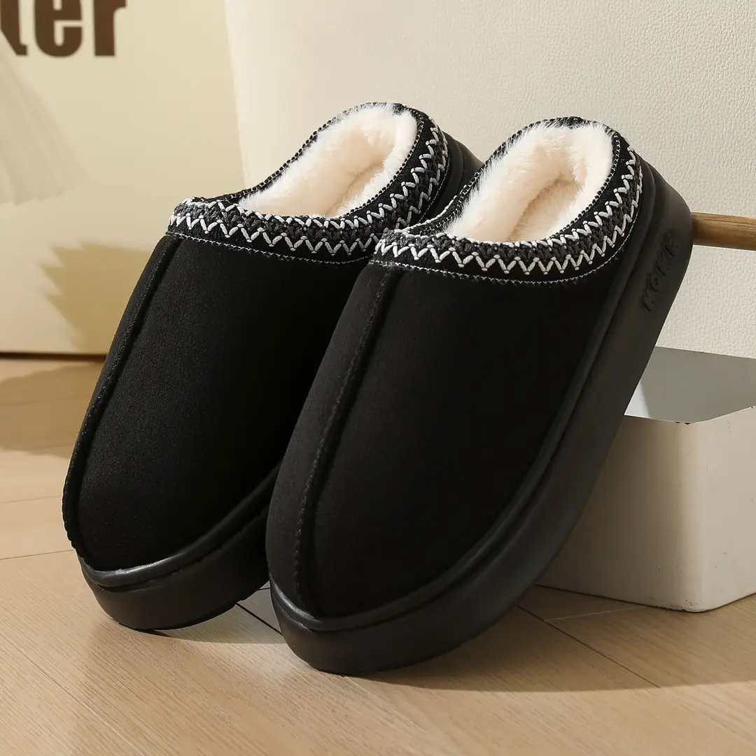 Cross-border new autumn and winter lace fashion cotton slippers wholesale men and women couples indoor and outdoor warm cotton slippers