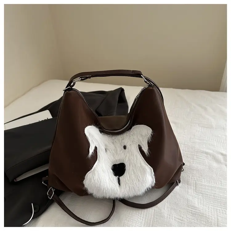 Women's Plush Puppy Shoulder Bag Large Capacity — feature 12
