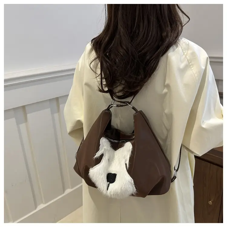 Women's Plush Puppy Shoulder Bag Large Capacity — feature 42