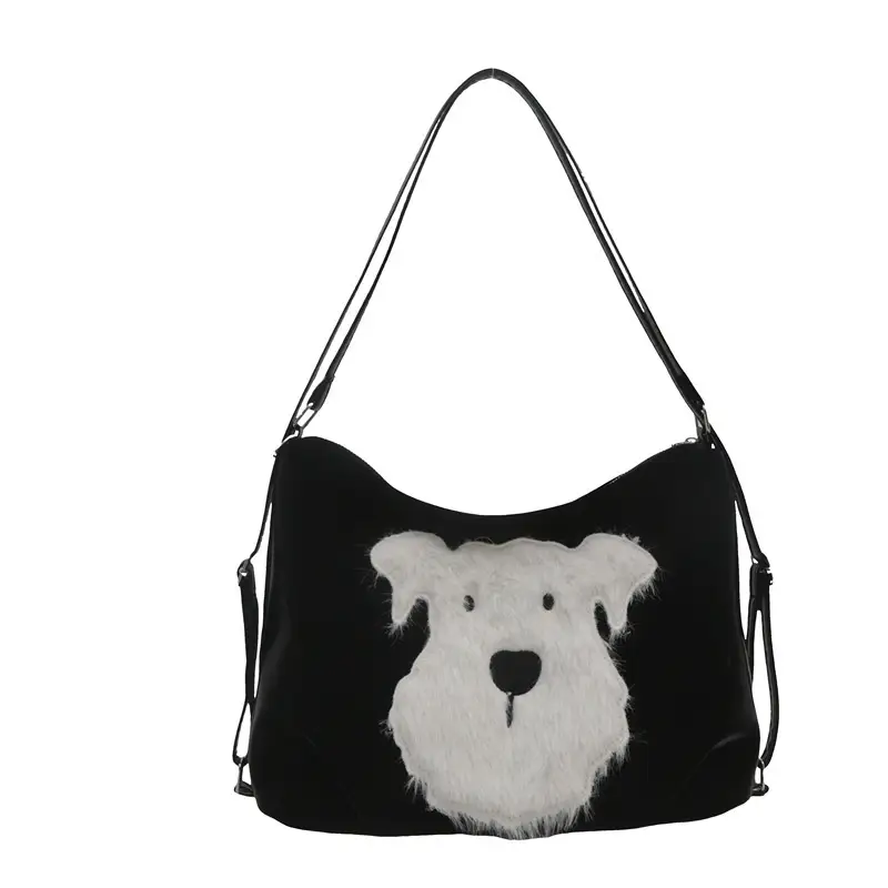 Women's Plush Puppy Shoulder Bag Large Capacity