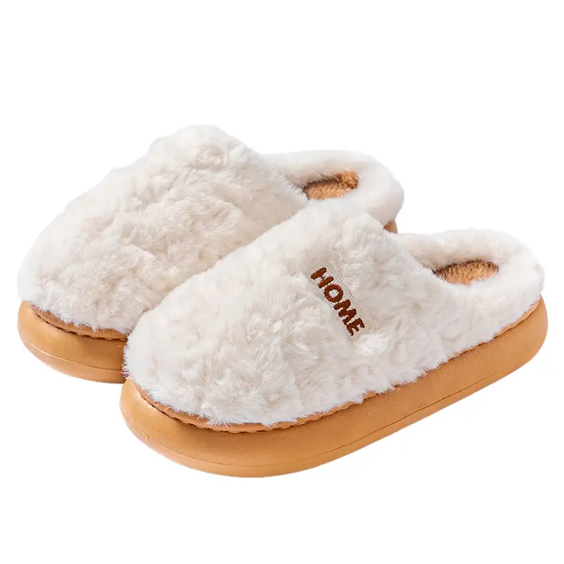 Cotton Slippers Women's Winter 2024 New Outfit Heel Indoor Home Thick Sole Non-slip Warm Men's Plush Cotton Shoes - Image 8