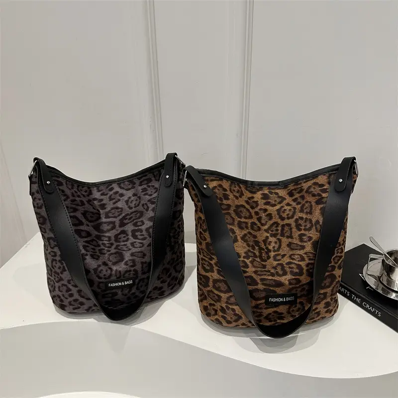 Fashion Suede Leopard Print Large Capacity Bag for Women - Image 6