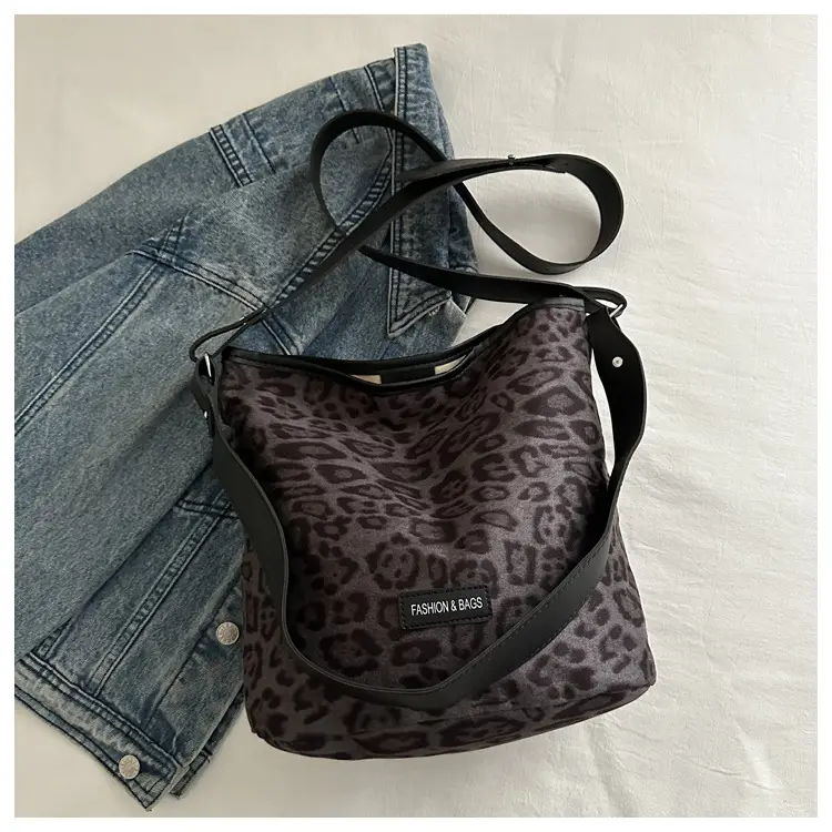 Fashion Suede Leopard Print Large Capacity Bag for Women — feature 16