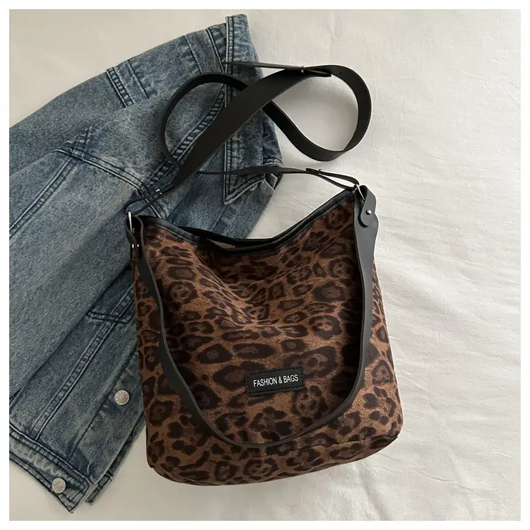 Fashion Suede Leopard Print Large Capacity Bag for Women — feature 17