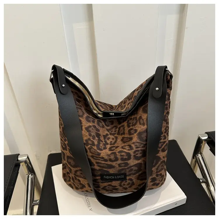 Fashion Suede Leopard Print Large Capacity Bag for Women — feature 18