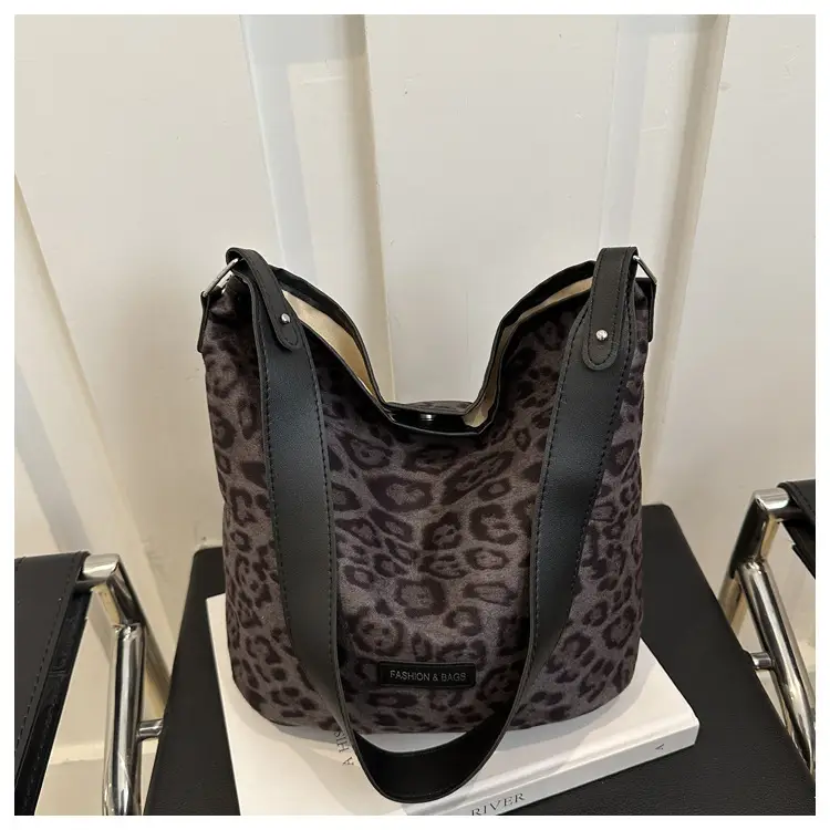Fashion Suede Leopard Print Large Capacity Bag for Women — feature 19