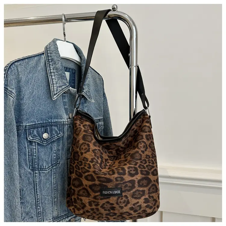 Fashion Suede Leopard Print Large Capacity Bag for Women — feature 20
